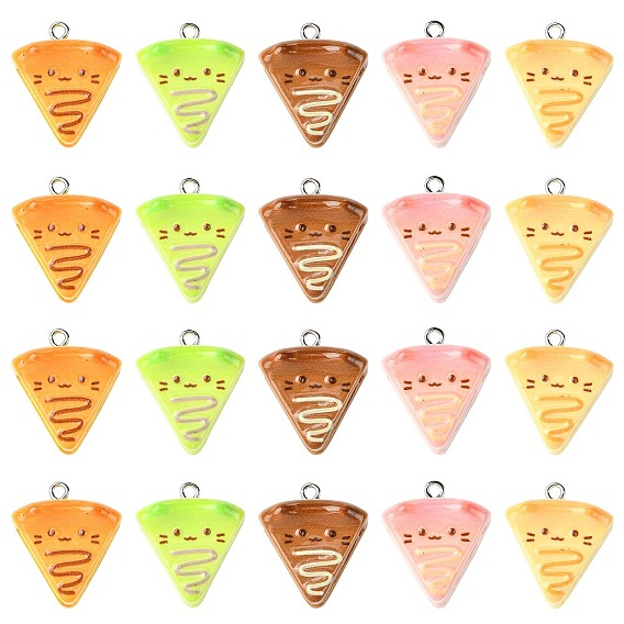40 шт 5 цвета подвески из непрозрачной смолы, чизкейк в форме кошки, с железной петлей для штифта