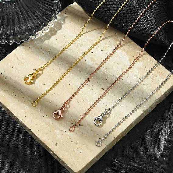 1.5мм стойка покрытие латунные шариковые цепочки ожерелья для женщин мужчин, без кадмия и без свинца, 901 застежка из нержавеющей стали, долговечный