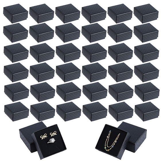 Картонные коробки для упаковки ювелирных изделий, с губкой внутри, для колец, , Серьги, Браслеты, квадрат с узором в виде ромбов