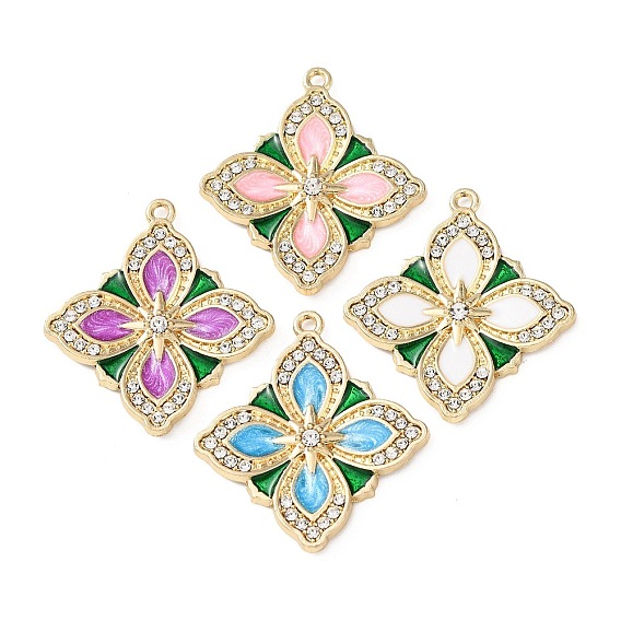 Сплав со стразами и эмалевыми подвесками, , золотые