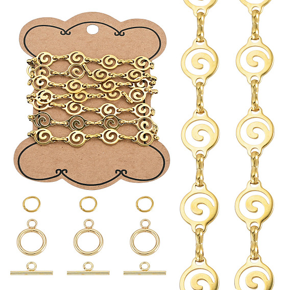 DIY Chain Necklace/Bracelets Kits, including 1M 304 Stainless Steel Ring Link Chains, 5 Sets Toggle Clasps, 10Pcs Jump Rings