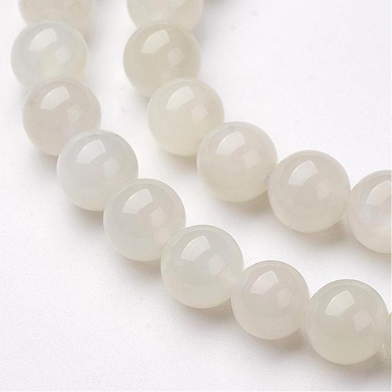 Natural White Moonstone Bead Strands, Dyed, Round