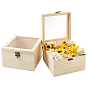 Деревянные коробки для хранения ювелирных изделий, со стеклянными окнами, квадратный