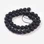 Synthetic Black Stone Beads Strands, Dyed, Faceted, Frosted, Round