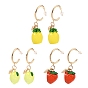 Pendientes colgantes de resina de aleación con forma de frutas luminosas, brillan en la oscuridad, dorado