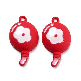 Spray Painted Alloy Enamel Pendant, Balloon with Flower