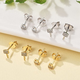 Серьги-гвоздики Lock & Key S925 из стерлингового серебра с микропаве из прозрачных кубических цирконий для женщин