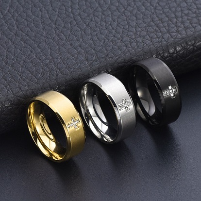 Массивные кольца из нержавеющей стали со стразами, крестик