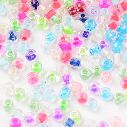 Glass Seed Beads, Transparent Inside Colours, Round Hole, Round