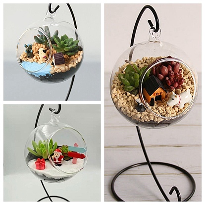 Воздушный террариум с подставкой, подвесной стеклянный шар ваза террариум орнамент дисплей, настольный стеклянный террариум