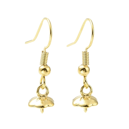 Rack Plating Brass Earring Hooks, for Half Drilled Beads, Long-Lasting Plated, Lead Free & Cadmium Free