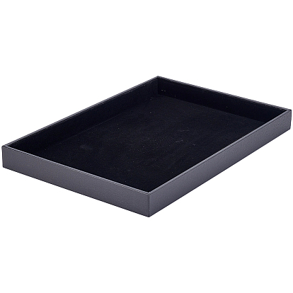 Velvet Covered Wood Display Trays for Jewelry, Rectangle