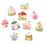 Opaque Resin Imitation House Pendants, Mixed Shapes Charms, with Platinum Iron Loop