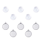 DIY Pendants Making, with 304 Stainless Steel Cabochon Settings and Clear Half Round Glass Cabochons, Flat Round