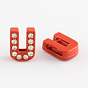 Mixed Color Zinc Alloy Grade A Rhinestone Letter Slide Charms, 12~13x3.5~12x4.5mm, Hole: 8x2mm