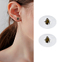 1 Pair Brass Micro Pave Cubic Zirconia Stud Earrings, with 925 Sterling Silver Pins, Horse Eye, Platinum