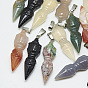 Natural Agate Pendants, with Stainless Steel Snap On Bailss