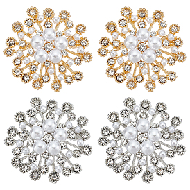 4 шт. булавки для лацканов одежды со стразами из цветочного сплава, с пластиковой жемчужины
