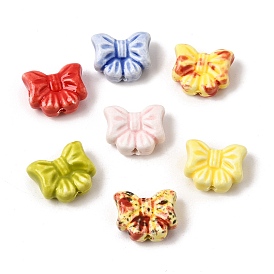 Handmade Porcelain Beads, Bright Glazed Porcelain, Bowknot