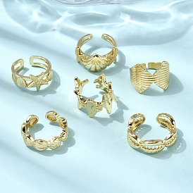 Латунные кольца-манжеты для женщин, реальный 18 k позолоченный