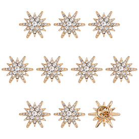 10Pcs Alloy Rhinestone Lapel Pin Backs for Backpack Clothes, Star