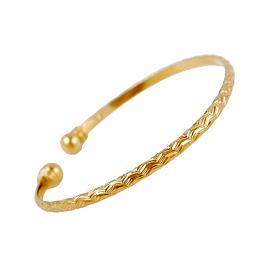 Perfect Design Real 18K Gold Plated Brass Torque Cuff Bangle, 60mm