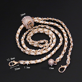 Imitation Leather Thin Purse Chain Strap Adjustable, Transfer Bead Chain Bag Chain, with Swivel Clasps, for Shoulder Crossbody Bag