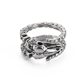 Skull Wide Open Cuff Ring, Halloween Tibetan Style Alloy Ring for Men Women, Cadmium Free & Lead Free