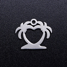 201 Stainless Steel Hollow Charms, Coconut Tree
