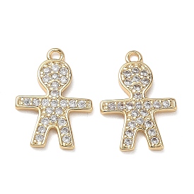 Латунные микропаве прозрачные подвески с фианитом, шармы в форме человека , без никеля 