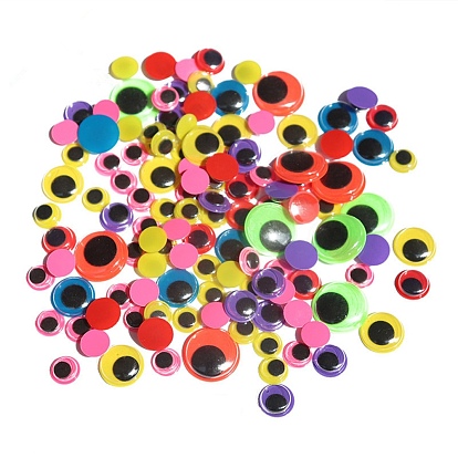 Plastic Doll Craft Activities Eyeball Moving Eyes, with Back Adhesive Stickers, Flat Round, Random Color