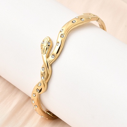 304 Шарнирные браслеты из нержавеющей стали со стразами для женщин, ионное покрытие (ip), долговечный, реальный 18 k позолоченный
