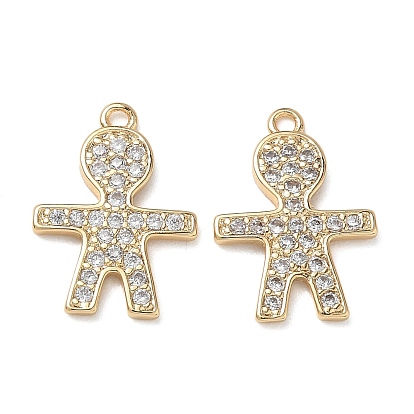 Латунные микропаве прозрачные подвески с фианитом, шармы в форме человека , без никеля 