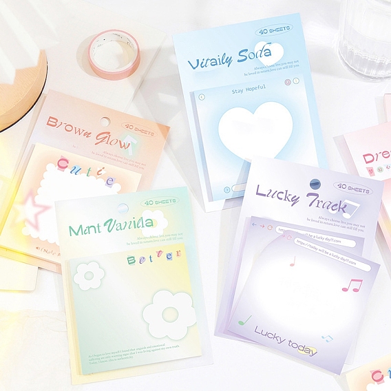 40 листы с милыми стикерами для блокнота, наклейки с наклейками, для офисного школьного чтения, квадратный