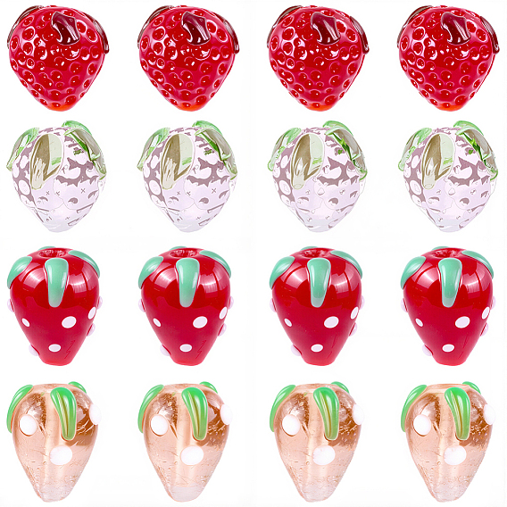 20 шт 4 стили ручной работы бусины лэмпворк, клубника