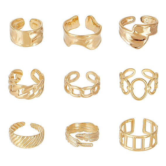 9шт 9 стиль нержавеющая сталь открытое манжетное кольцо для женщин