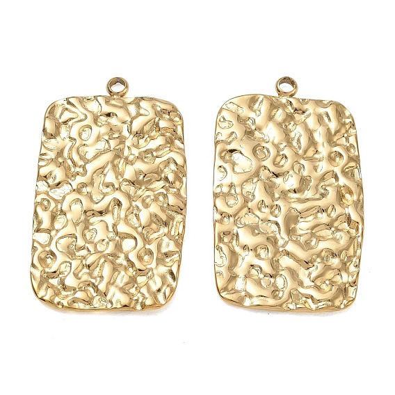 304 colgantes de acero inoxidable, dijes rectangulares martillados, revestimiento de iones (ip)