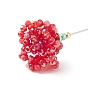 Glass Braided Bead Flower Lapel Pin, Brass Safety Pin Brooch for Suit Tuxedo Corsage Accessories