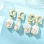 Brass Stud Dangle Earrings, Rectangle with Heart, with Natural Baroque Pearl Keshi Pearl Pendants