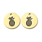 304 Stainless Steel Charms, with Enamel, Flat Round with Pineapple Pattern Charms