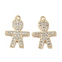 Brass Micro Pave Clear Cubic Zirconia Pendants, Human Charms, Nickel Free
