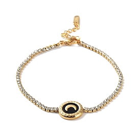 Crescent Moon Acrylic Link Bracelet, with Vacuum Plating 304 Stainless Steel Rhinestone Cup Chains