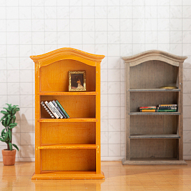 Wood Miniature Display Cabinet, Wooden Book Shelf Dollhouse Furniture for Dollhouse Decor