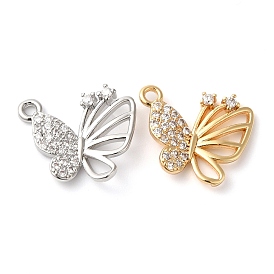 Латунные микропаве прозрачные кубические циркониевые подвески, без кадмия, без никеля и без свинца, бабочка