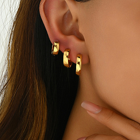 3 пары стильных 201 серег-колец из нержавеющей стали.