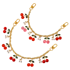 2 шт. 2 стили акриловые красные розовые вишневые подвески латунные и алюминиевые декоративные цепочки для сумок, Сплав с застежками, аксессуары для замены сумок