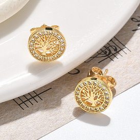 Серьги-гвоздики из латунного микро-паве, долговечный, реальный 18 k позолоченный