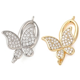 Brass Micro Pave Clear Cubic Zirconia Fold Over Clasps, Butterfly