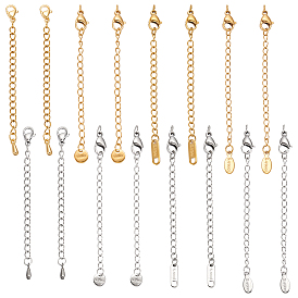16 шт. 8 стили 304 удлинитель цепи из нержавеющей стали, без кадмия, без никеля и без свинца, с застежками и очарованием