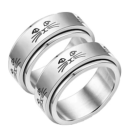 Stainless Steel Rotating Finger Ring, Fidget Spinner Ring for Calming Worry Meditation